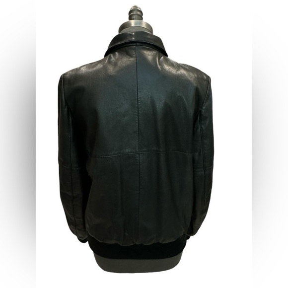 Saks Fifth Avenue Black Leather Jacket Vintage XL - Picture 4 of 14